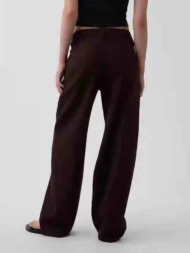 Breed uitlopende broek van linnen-katoen