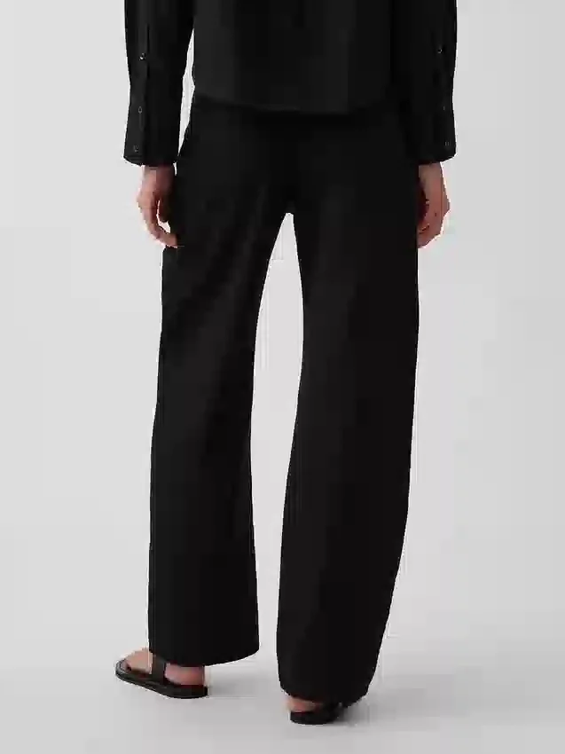 Breed uitlopende broek van linnen-katoen