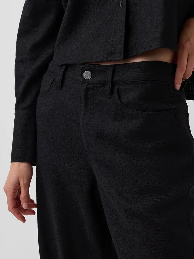 Breed uitlopende broek van linnen-katoen