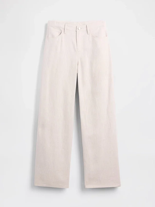 Breed uitlopende broek van linnen-katoen