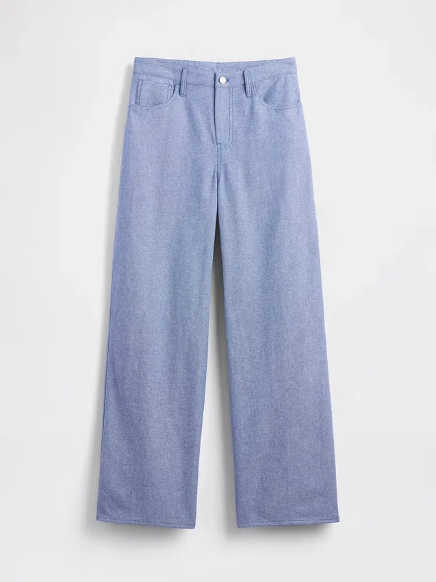 Breed uitlopende broek van linnen-katoen