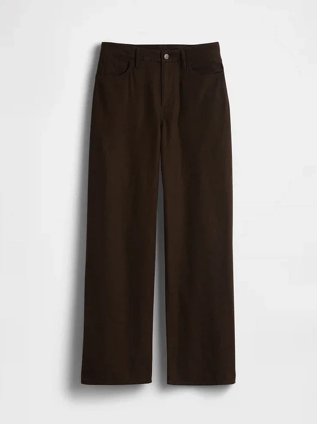 Breed uitlopende broek van linnen-katoen