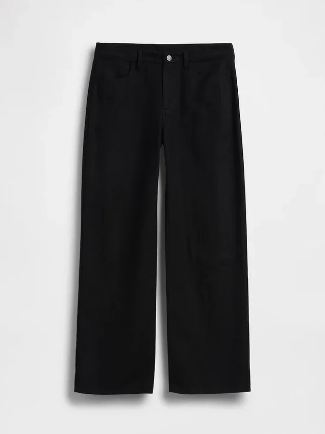 Breed uitlopende broek van linnen-katoen