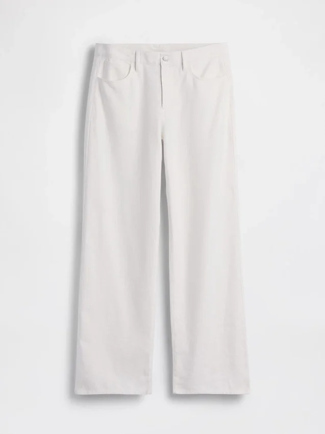 Breed uitlopende broek van linnen-katoen