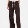 Broek met middelhoge taille en dubbele tailleband