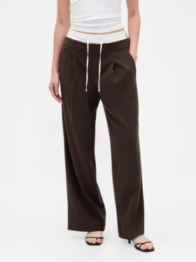 Broek met middelhoge taille en dubbele tailleband