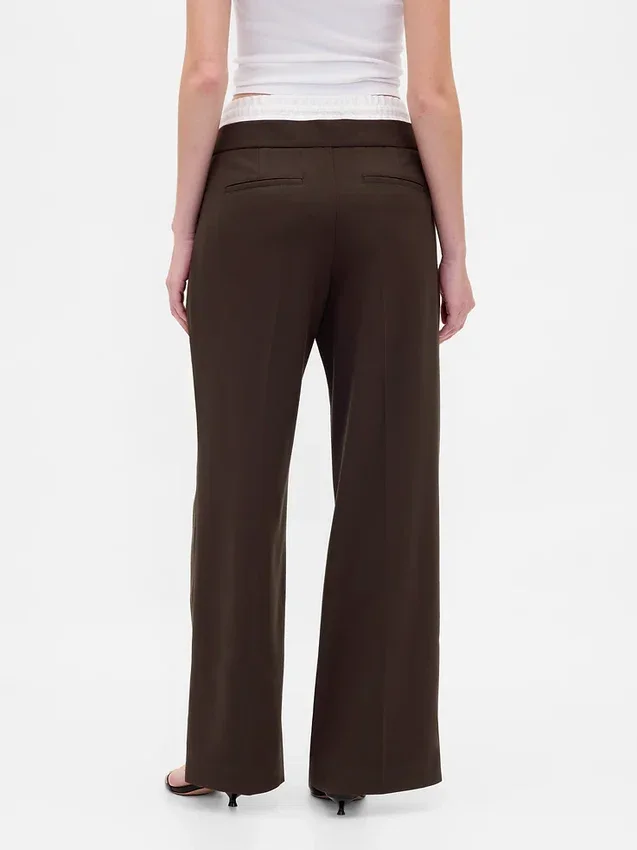 Broek met middelhoge taille en dubbele tailleband