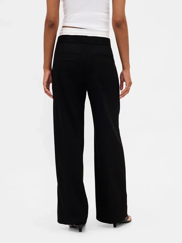Broek met middelhoge taille en dubbele tailleband