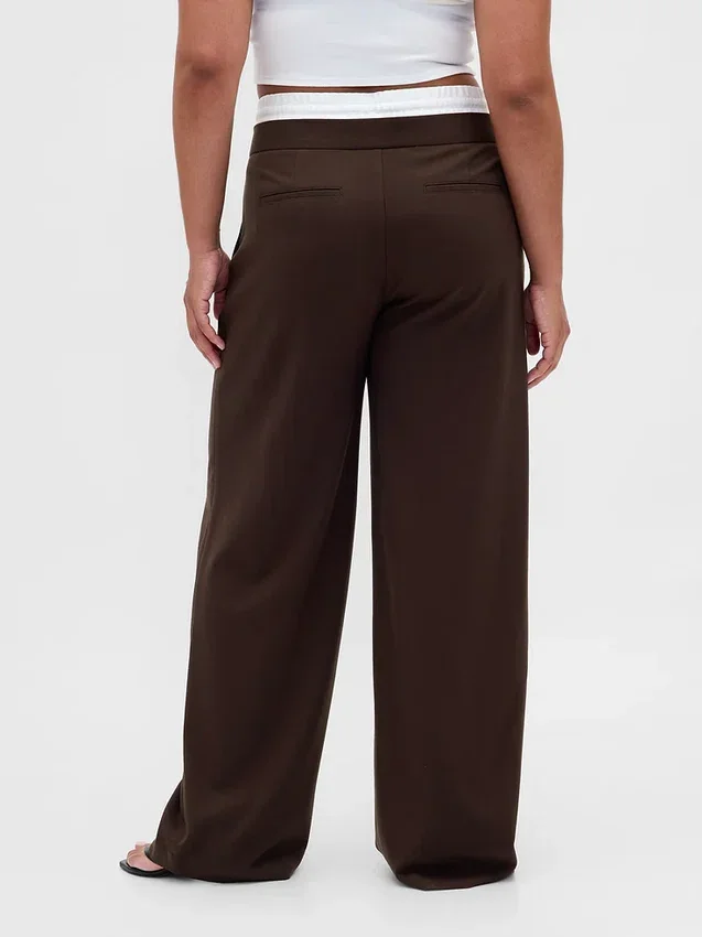 Broek met middelhoge taille en dubbele tailleband