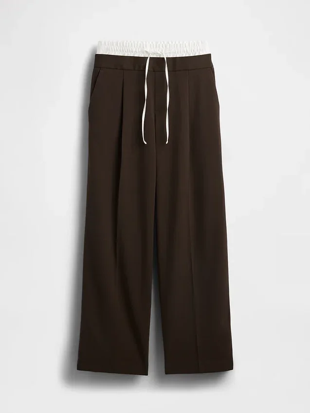 Broek met middelhoge taille en dubbele tailleband