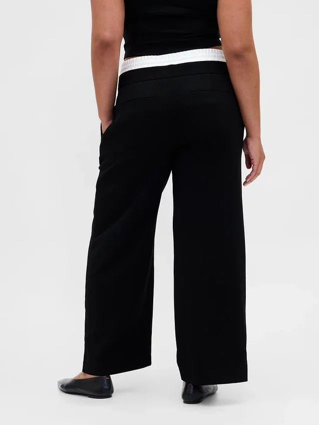Broek met middelhoge taille en dubbele tailleband