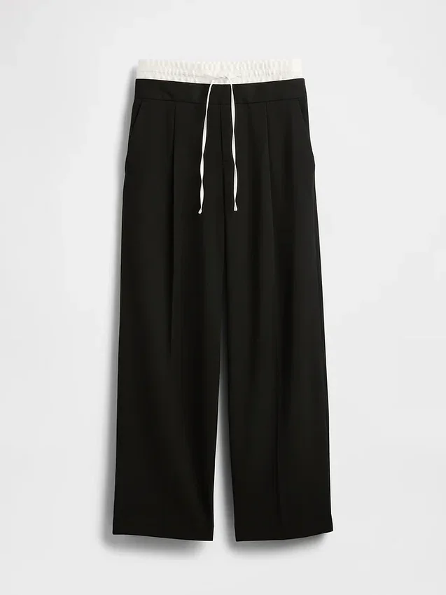Broek met middelhoge taille en dubbele tailleband