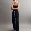Broek met middelhoge taille en dubbele tailleband