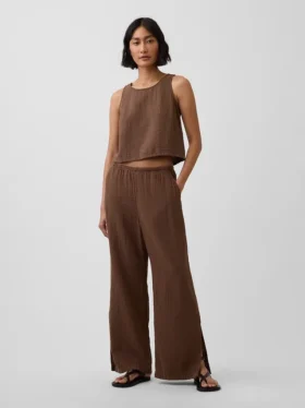 Broek van katoenen gaas met gemakkelijke split aan de zoom