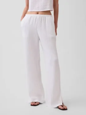Broek van katoenen gaas met gemakkelijke split aan de zoom