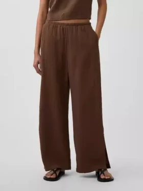 Broek van katoenen gaas met gemakkelijke split aan de zoom