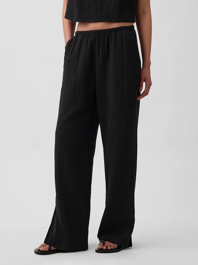 Broek van katoenen gaas met gemakkelijke split aan de zoom