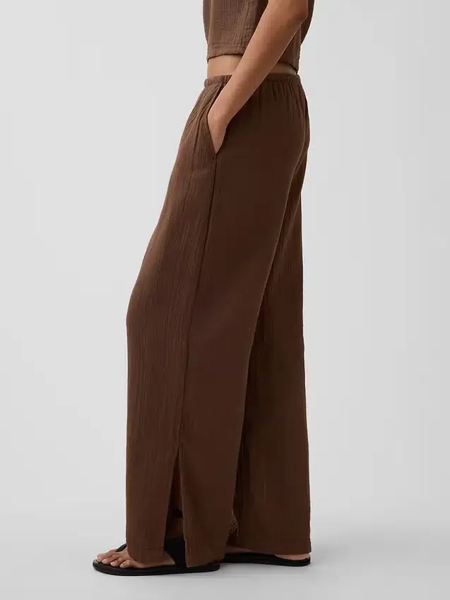 Broek van katoenen gaas met gemakkelijke split aan de zoom