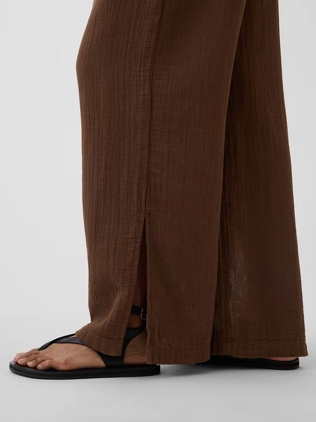 Broek van katoenen gaas met gemakkelijke split aan de zoom
