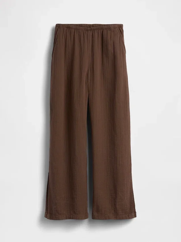 Broek van katoenen gaas met gemakkelijke split aan de zoom