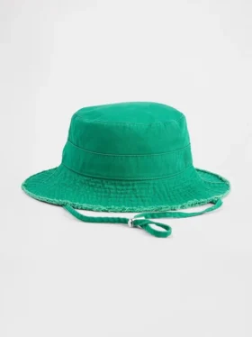 Buckethoed met gerafelde rand