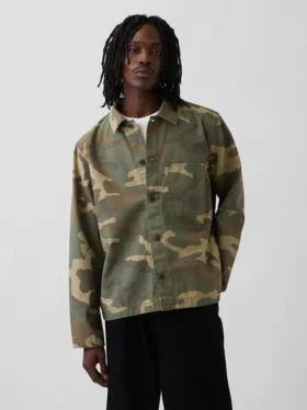 Canvas denim camouflage utility-shirt