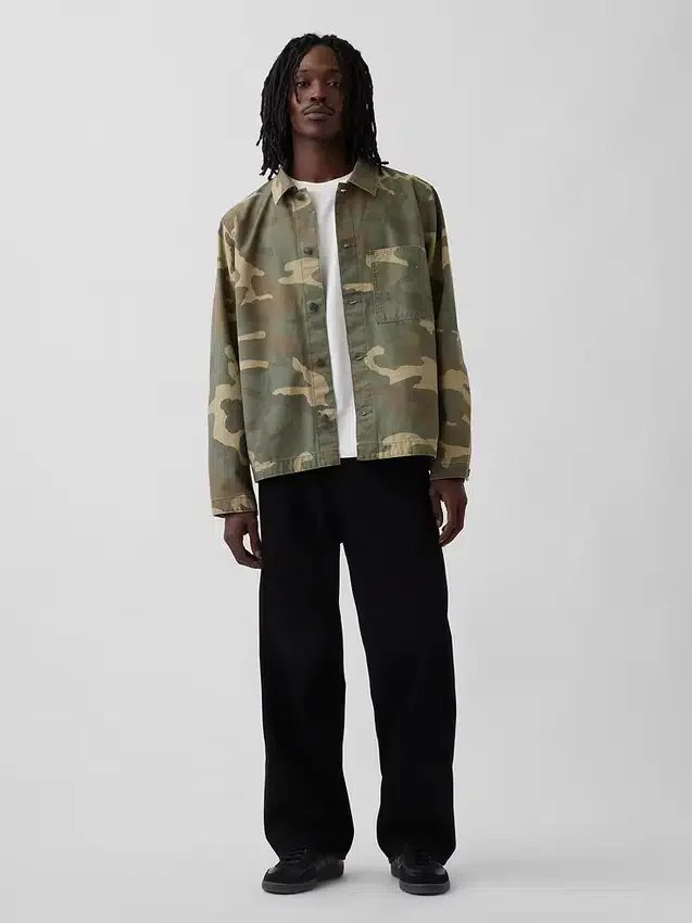 Canvas denim camouflage utility-shirt