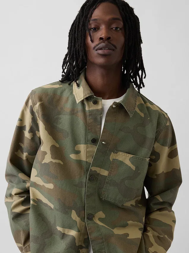 Canvas denim camouflage utility-shirt
