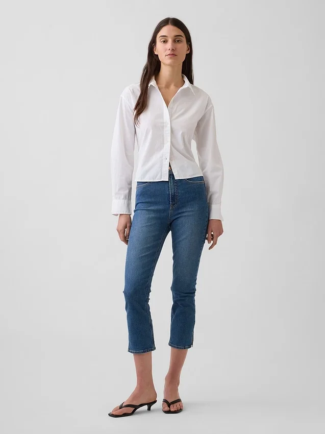 Capri-Jeans met hoge taille