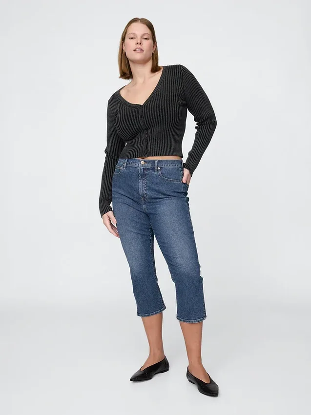 Capri-Jeans met hoge taille