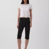 Capri met hoge taille en dubbel gebreide stof