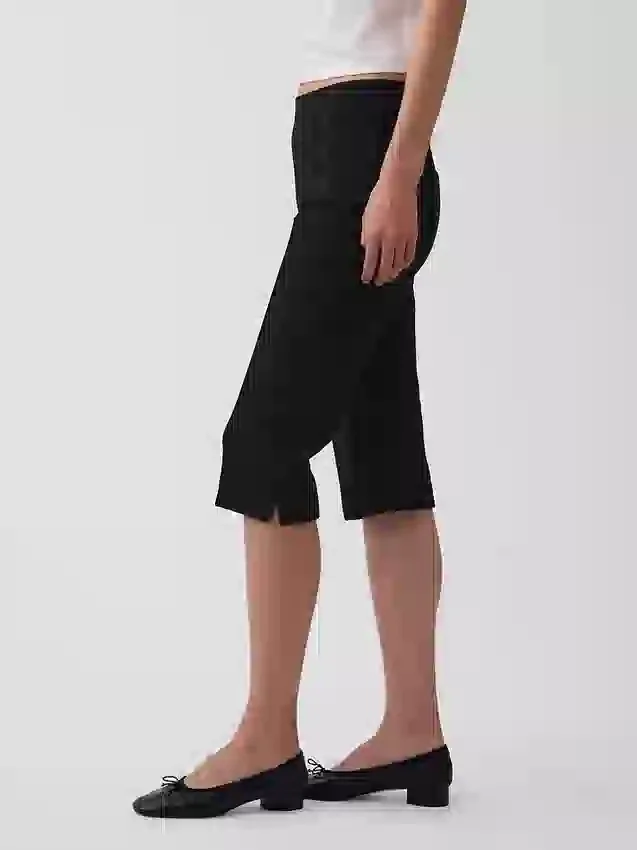 Capri met hoge taille en dubbel gebreide stof