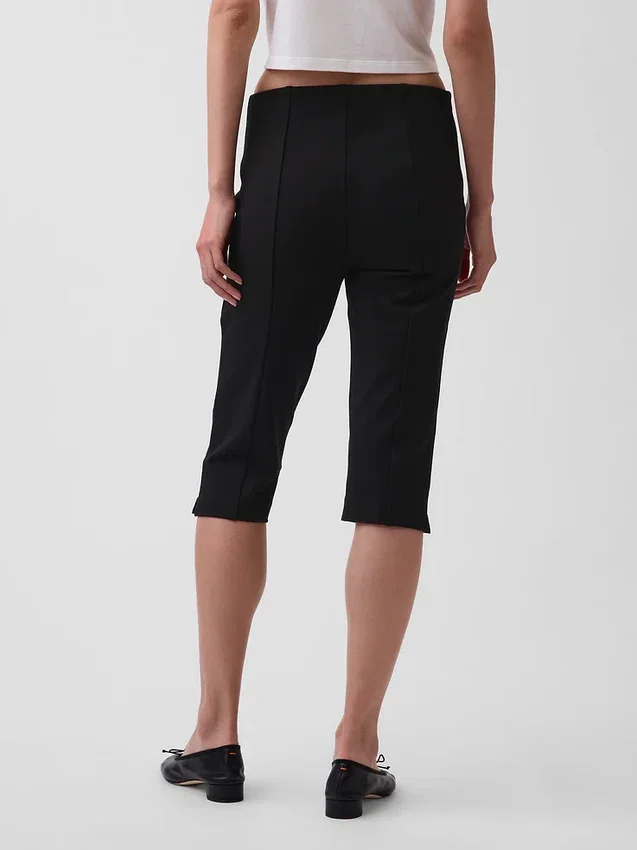 Capri met hoge taille en dubbel gebreide stof