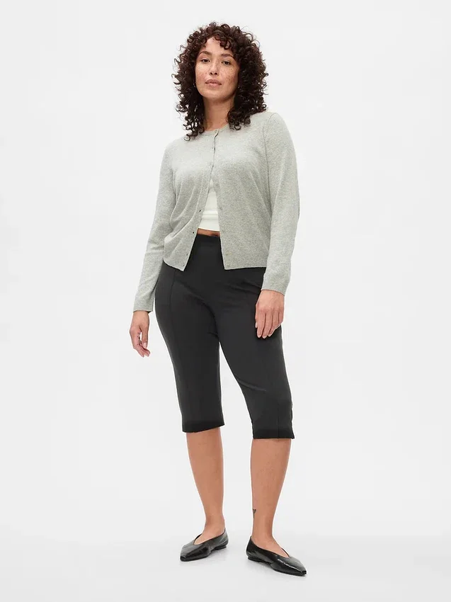 Capri met hoge taille en dubbel gebreide stof