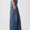 Cargo-Jeans met hoge taille en wijde pijpen