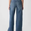 Cargo-Jeans met hoge taille en wijde pijpen