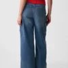 Cargo-Jeans met hoge taille en wijde pijpen