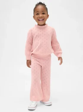 CashSoft-broek met uitlopende pijpen en pointelle-patroon voor Baby & Peuter