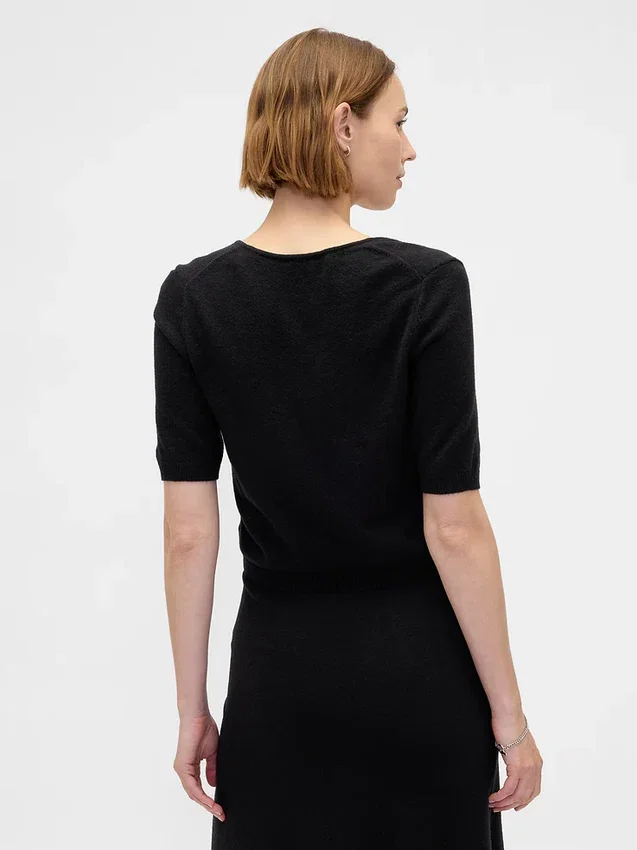 CashSoft cropped trui met ellebooglange mouwen