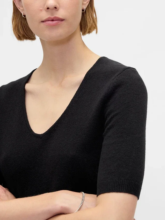 CashSoft cropped trui met ellebooglange mouwen