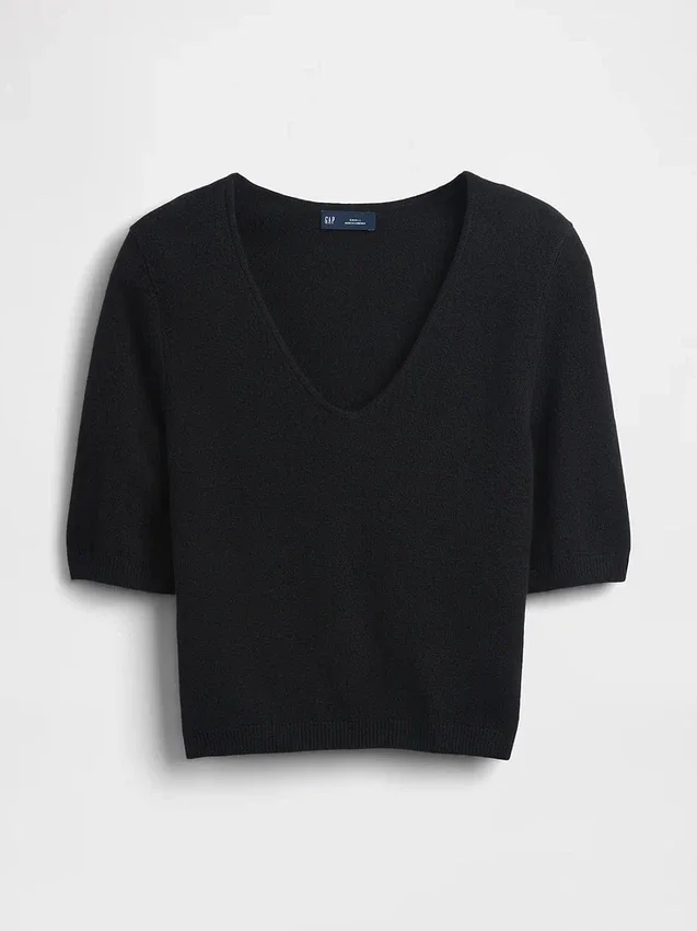 CashSoft cropped trui met ellebooglange mouwen