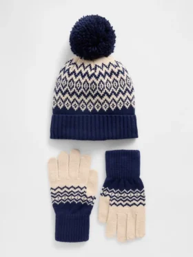 CashSoft Fair Isle-muts- en handschoenset voor kinderen