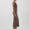 CashSoft geribde midi-vestjurk met kraag