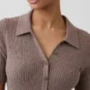 CashSoft geribde midi-vestjurk met kraag