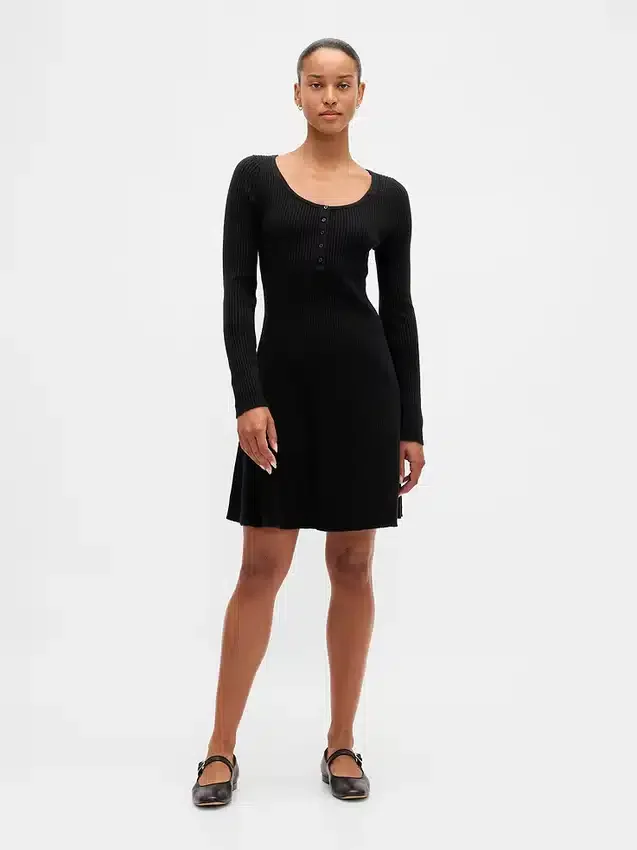 CashSoft geribde mini-trui-jurk