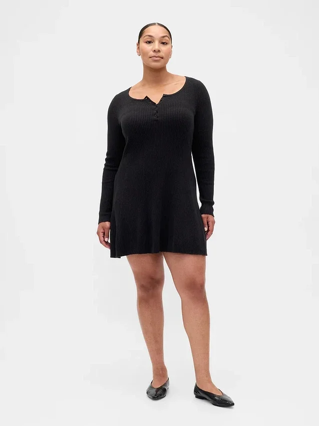 CashSoft geribde mini-trui-jurk