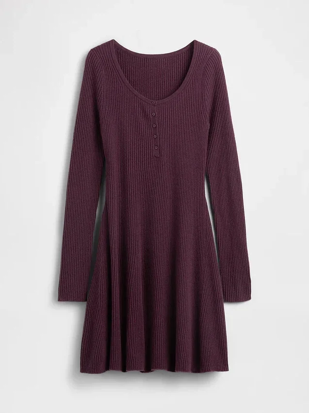 CashSoft geribde mini-trui-jurk