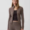 CashSoft kabelgebreid kort vest met rits