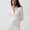 CashSoft kabelgebreid kort vest met rits