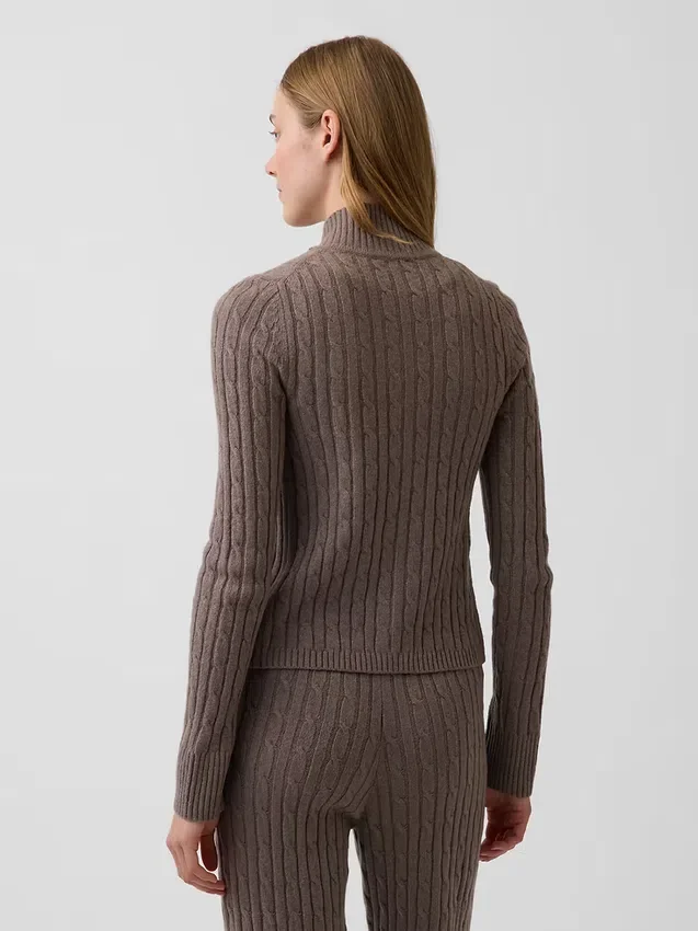 CashSoft kabelgebreid kort vest met rits